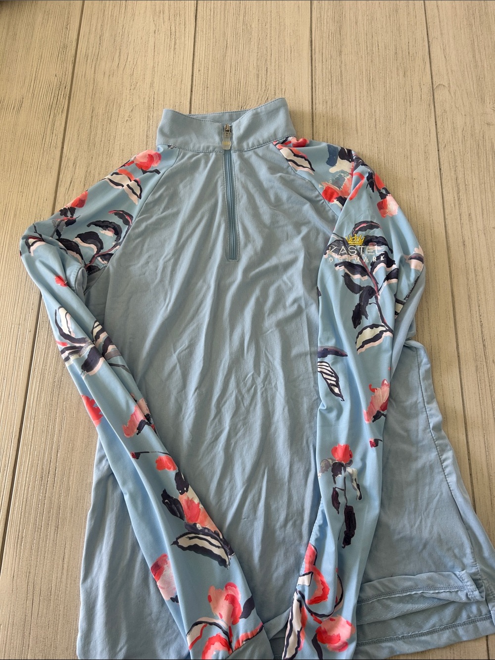 Kastel Denmark equestrian sunshirt-Light Blue Floral . Small Like- new - Picture 4 of 4